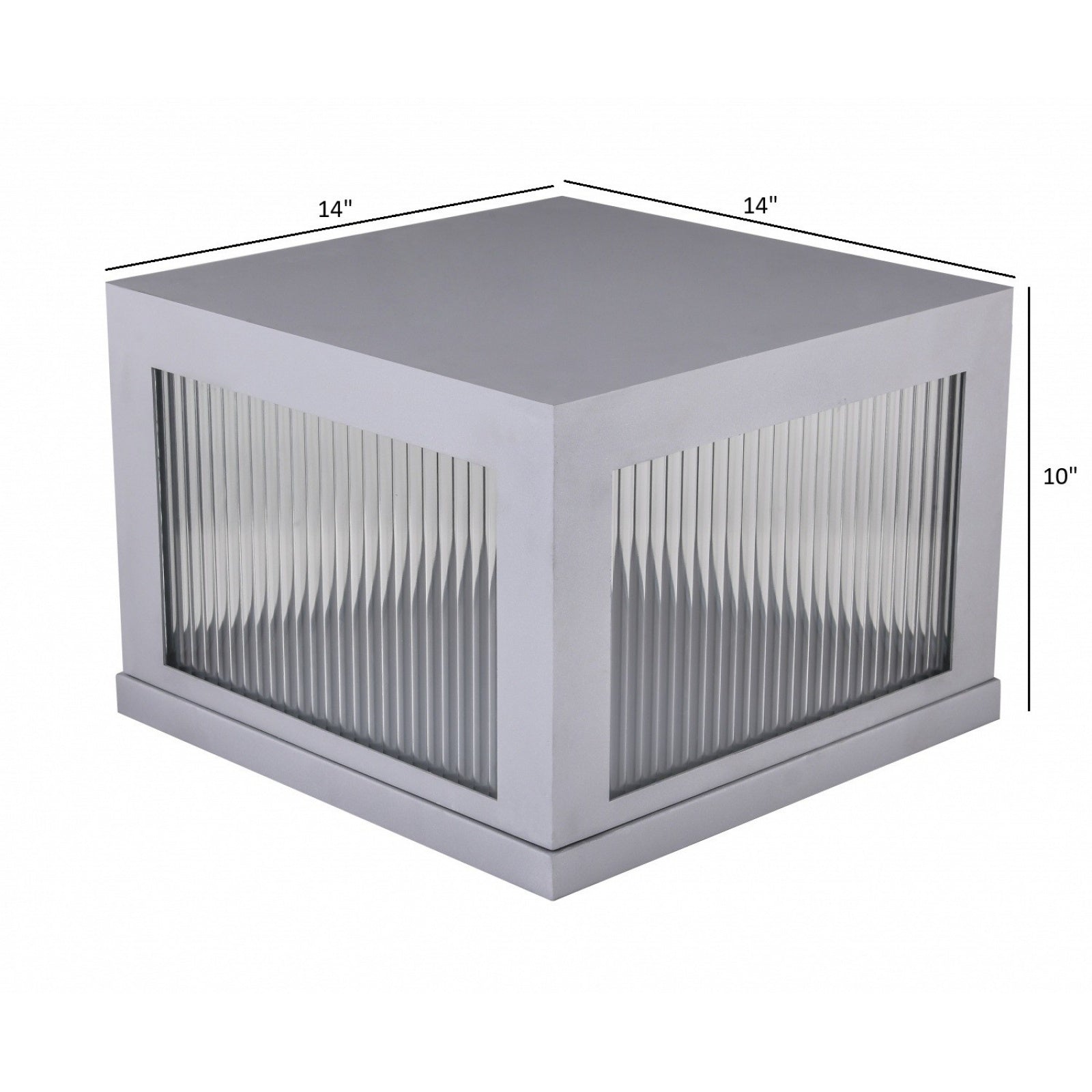 Avenue Outdoor LED Pillar Mount AV9905-SLV side profile — low-profile silver post cap silhouette showing shallow fixture depth