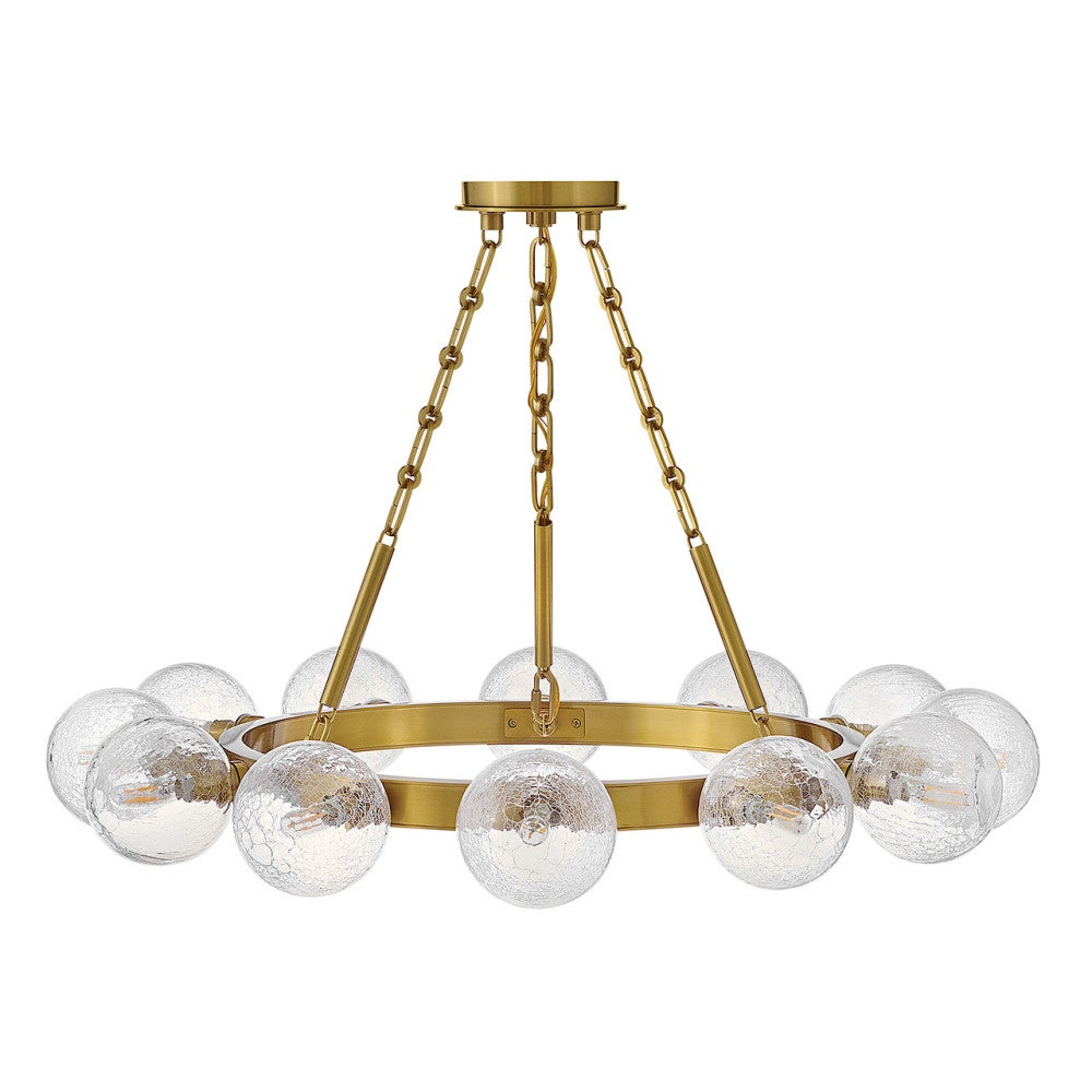Fredrick Ramond FR30524LCB Coco Crackle Glass Chandelier in Lacquered Brass
