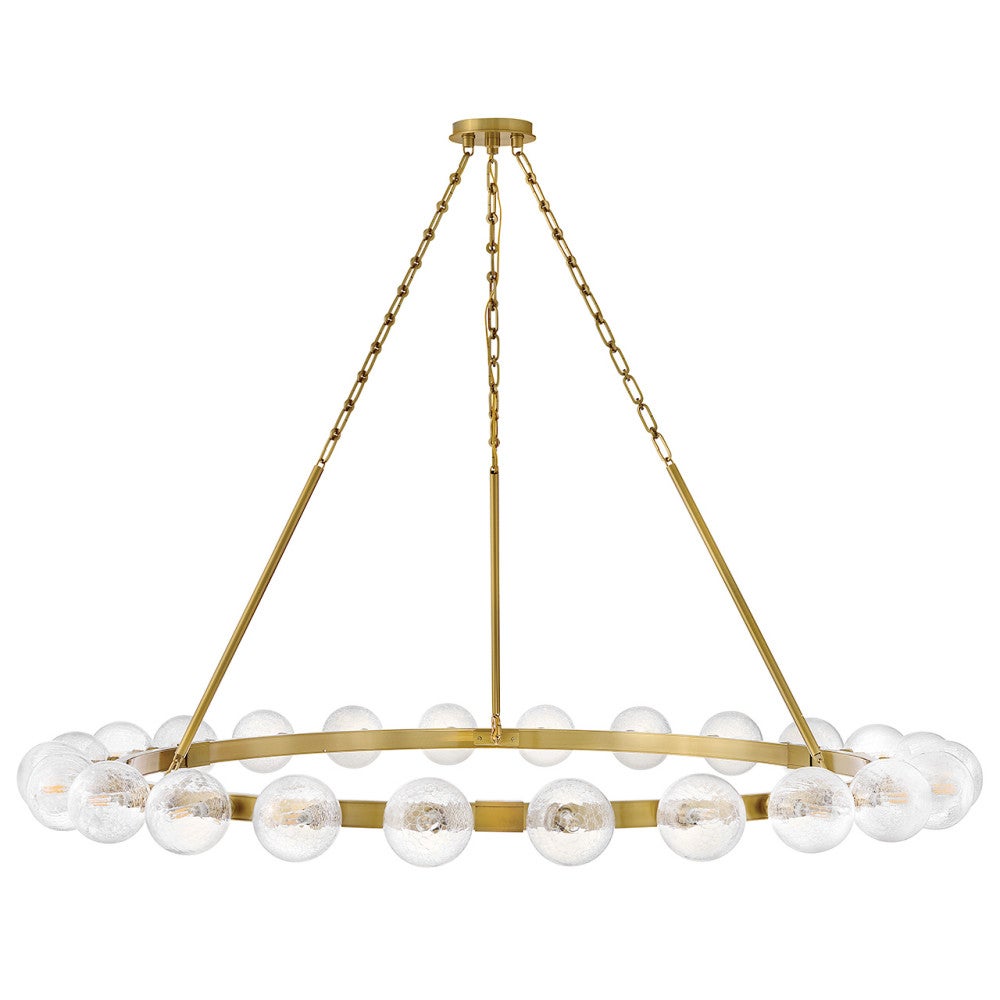 Fredrick Ramond FR30526LCB Coco Crackle Glass Chandelier in Lacquered Brass