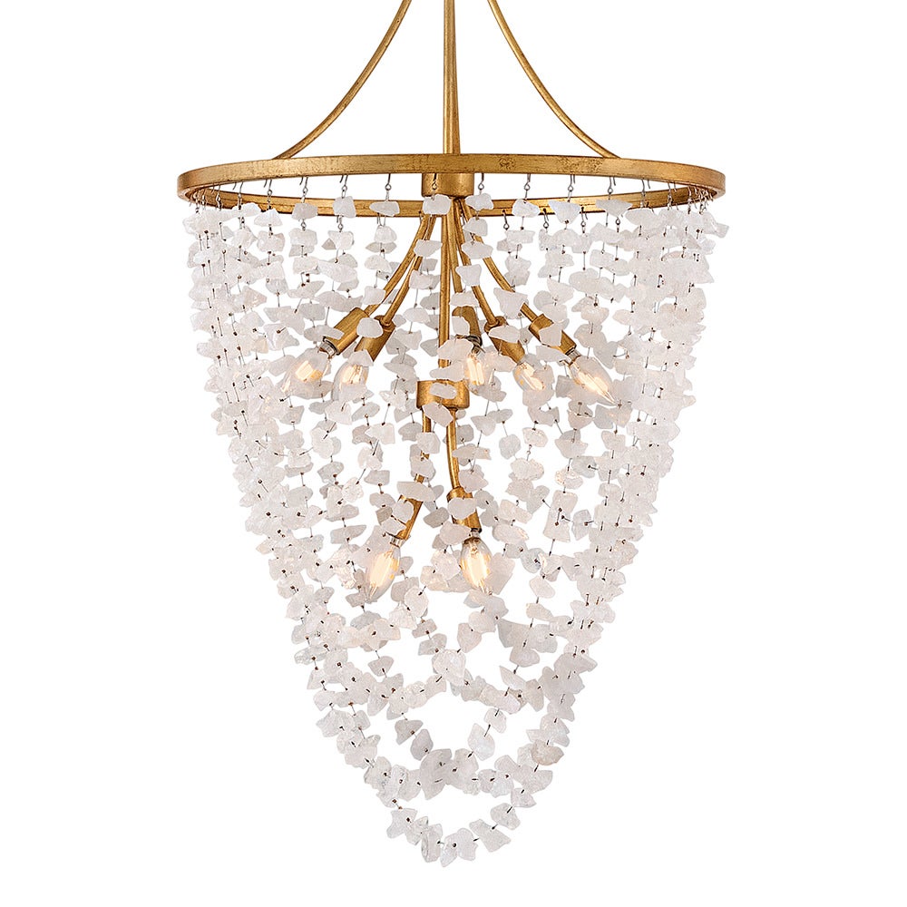 Fredrick Ramond FR41596DA Myra Cristal de roche à plusieurs niveaux Suspension en laiton vieilli
