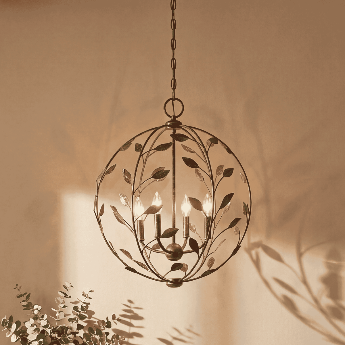 Maison Savoy 7-6704-4-334 Laska Suspension en bronze enchanté