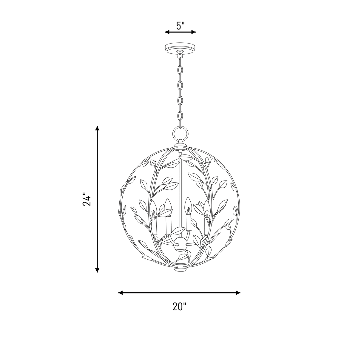 Maison Savoy 7-6704-4-334 Laska Suspension en bronze enchanté