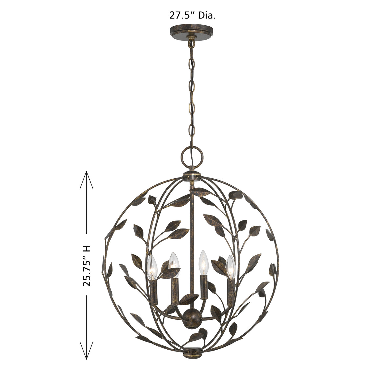 Maison Savoy 7-6704-4-334 Laska Suspension en bronze enchanté