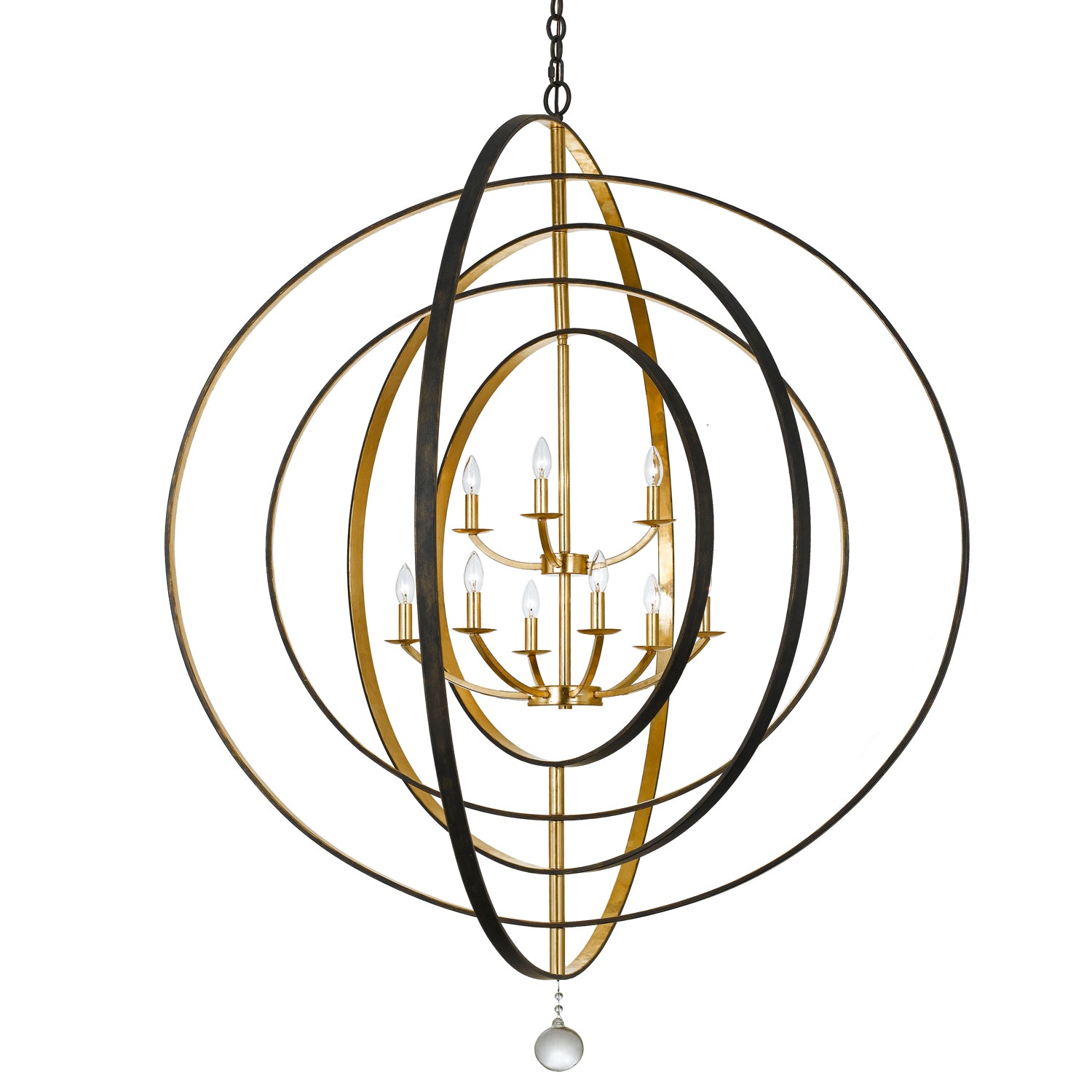 Crystorama - 587-EB-GA - Neuf Lumières Suspendu - Luna - Bronze anglais + Or antique