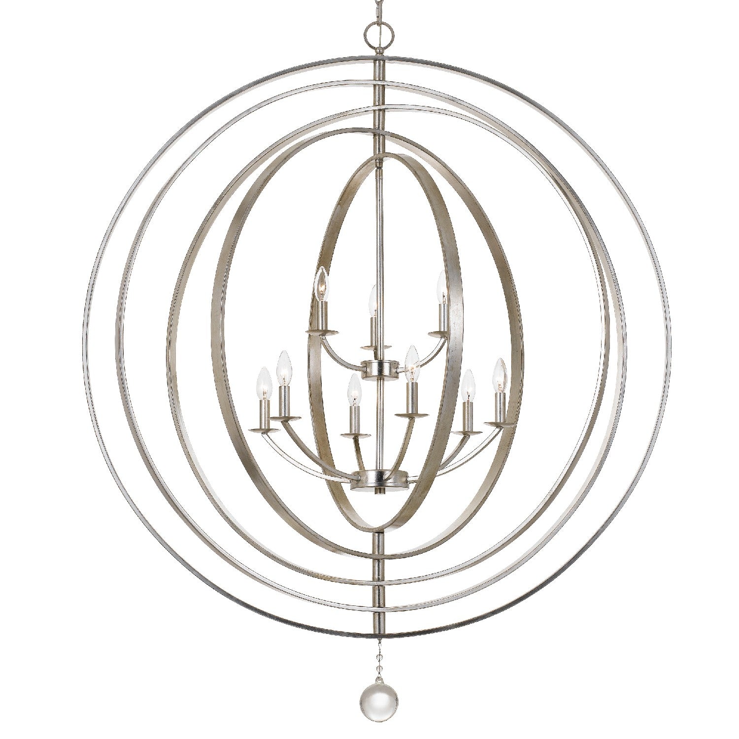 Crystorama - 587-SA - Neuf Lumières Suspendu - Luna - Argent antique