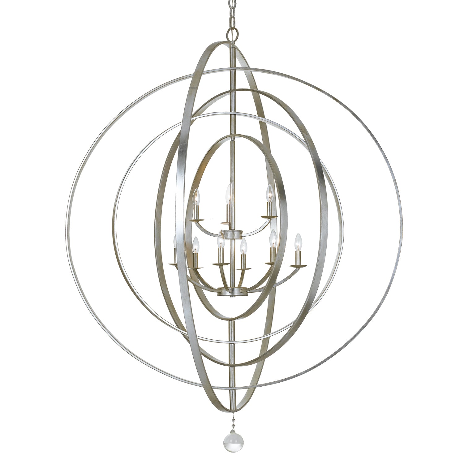 Crystorama - 587-SA - Neuf Lumières Suspendu - Luna - Argent antique