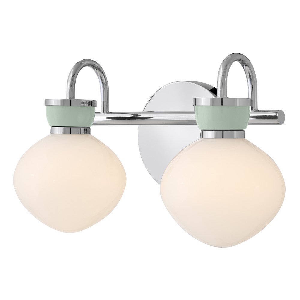 Meuble-lavabo Lucy Lark 85592CM-SF en chrome avec accents vert d'eau