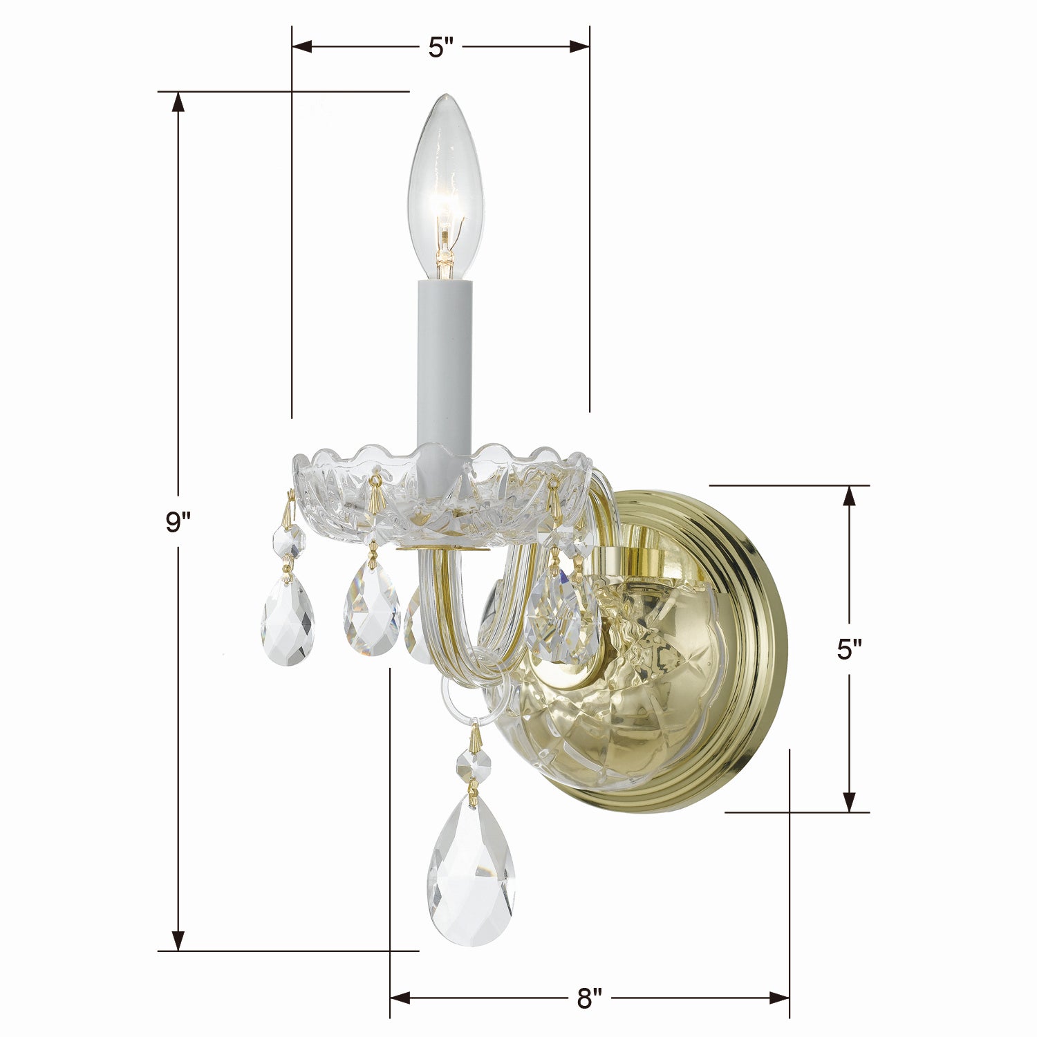 Crystorama - 1031-PB-CL-SAQ - Une lampe Murale - Cristal traditionnel - Laiton poli