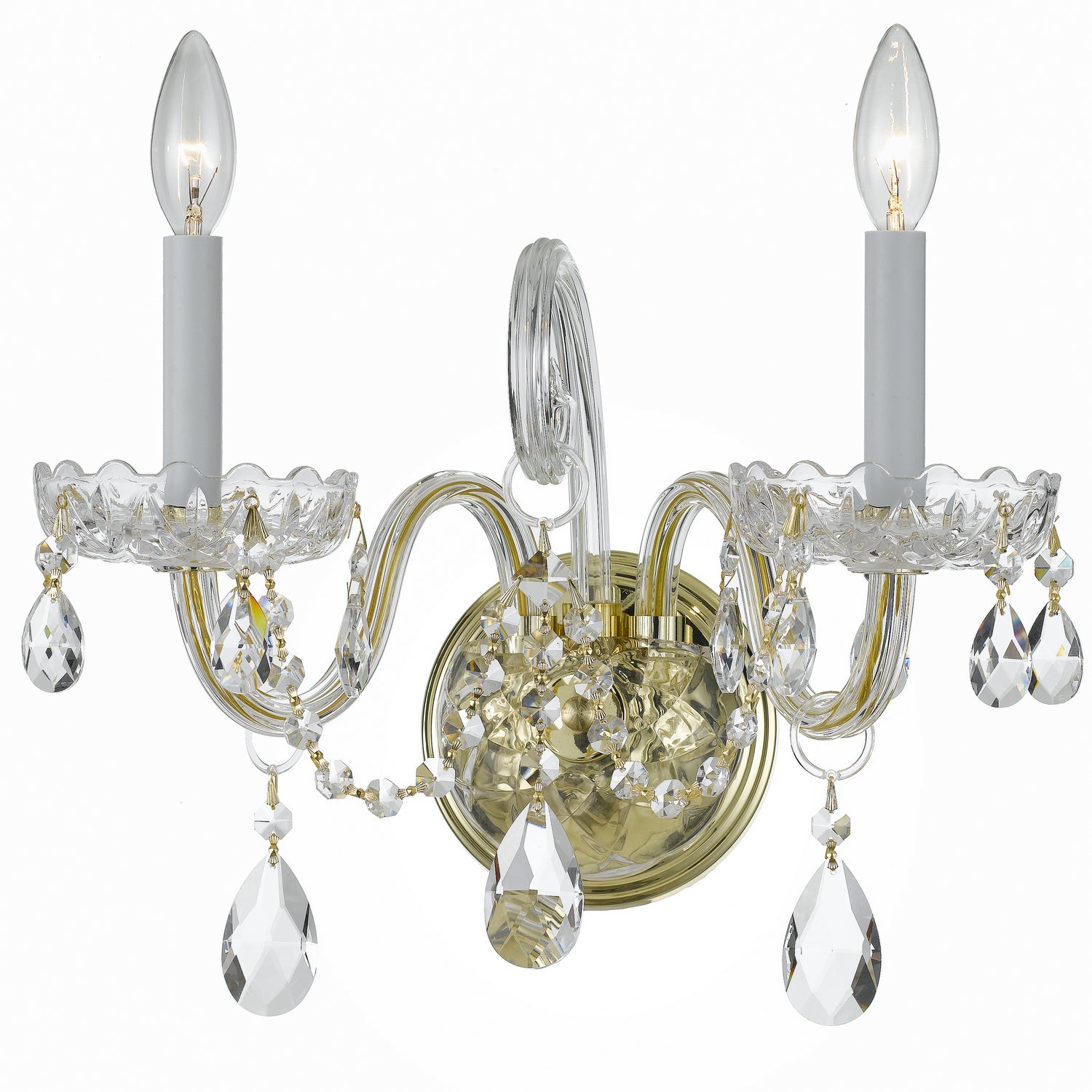 Crystorama - 1032-PB-CL-MWP - Deux lumières Murale - Cristal traditionnel - Laiton poli