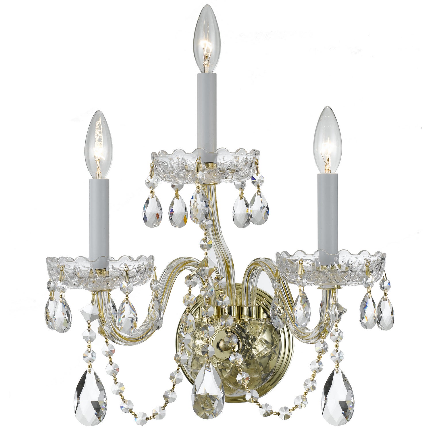 Crystorama - 1033-PB-CL-SAQ - Trois lumières Murale - Cristal traditionnel - Laiton poli