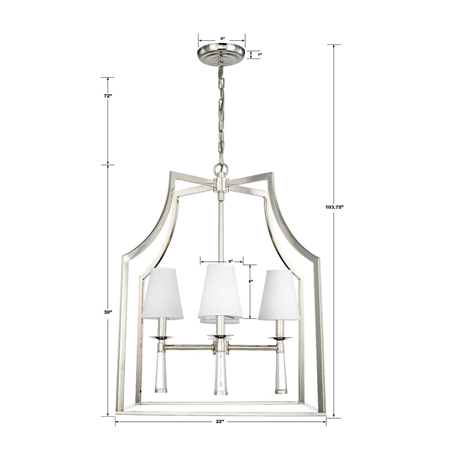 Crystorama - 8864-PN - Quatre lumières Suspendu - Baxter - Nickel poli