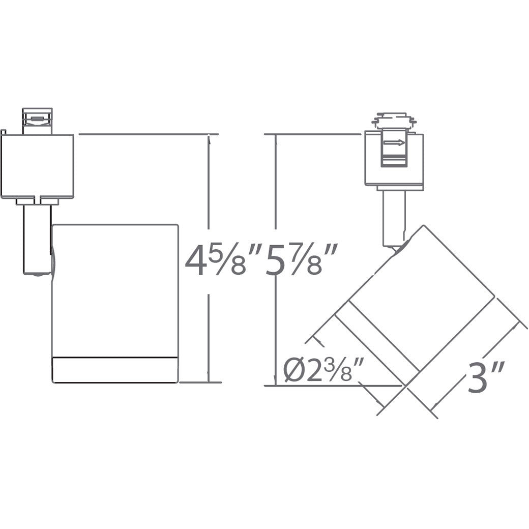 WAC Lighting 8010-CS Charge Single LED Track Luminaire dimensions