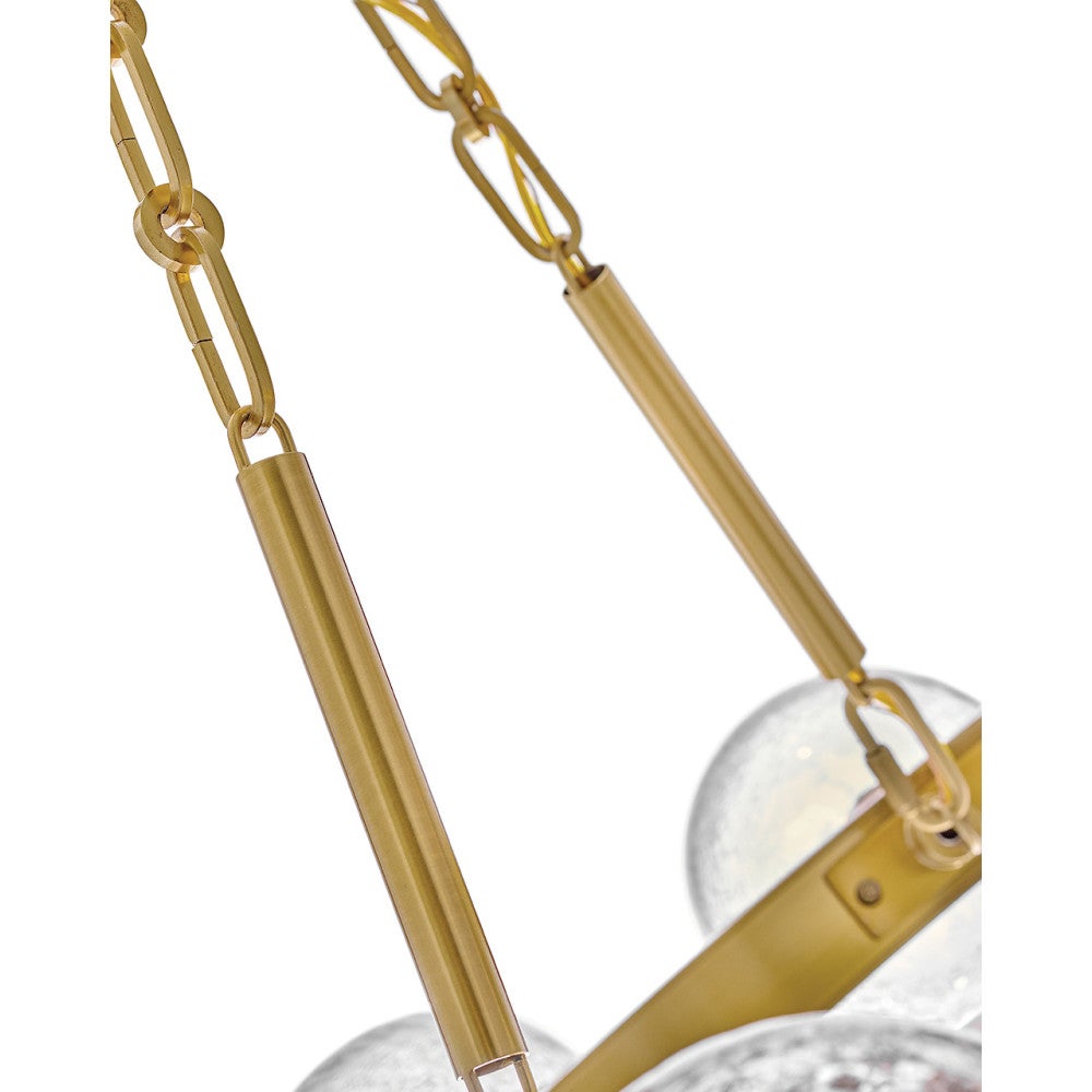 Fredrick Ramond FR30525LCB Coco Crackle Glass Chandelier in Lacquered Brass