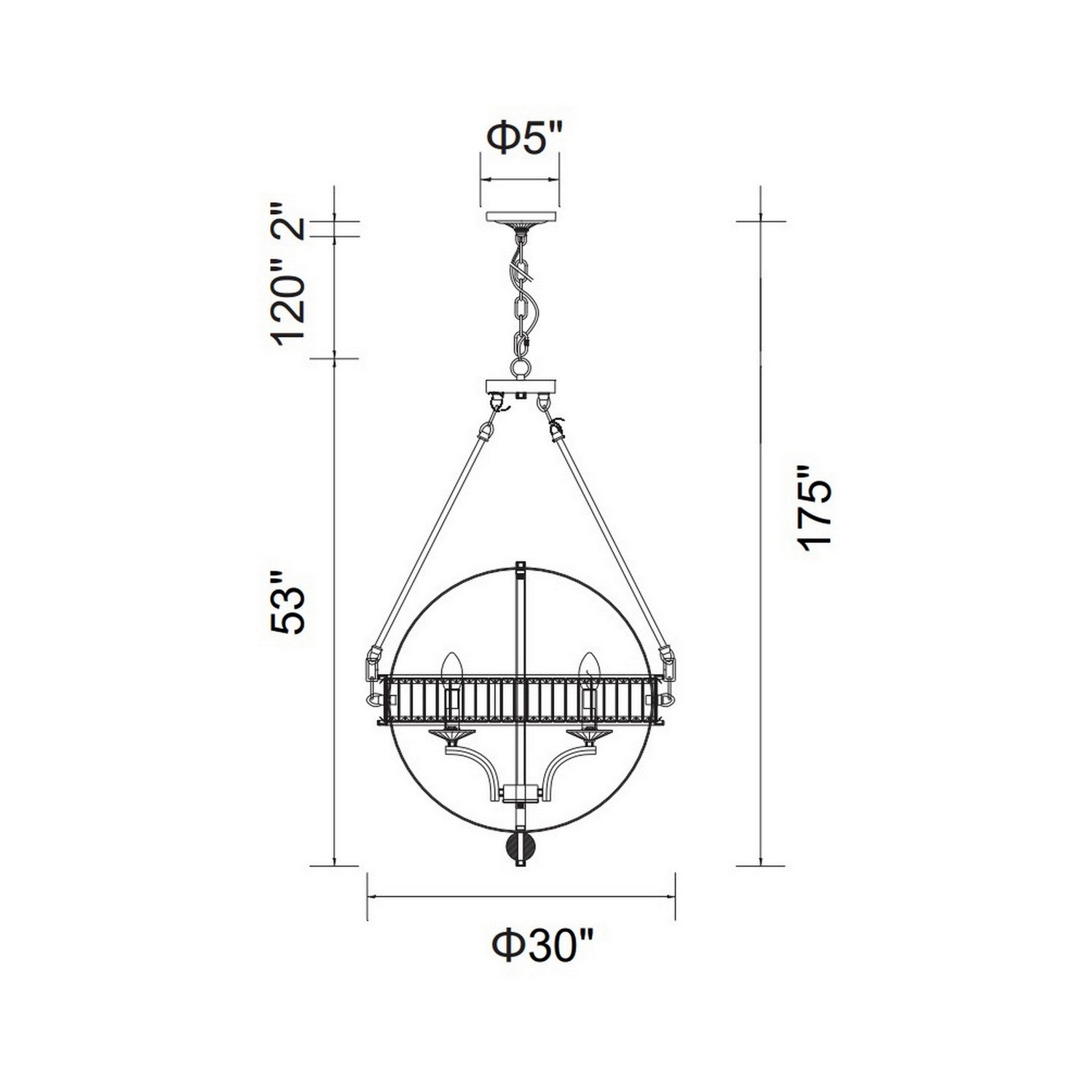 Éclairage CWI Canada - 9957P30-6-101 - Six lampes Suspendu - Arkansas - Noir