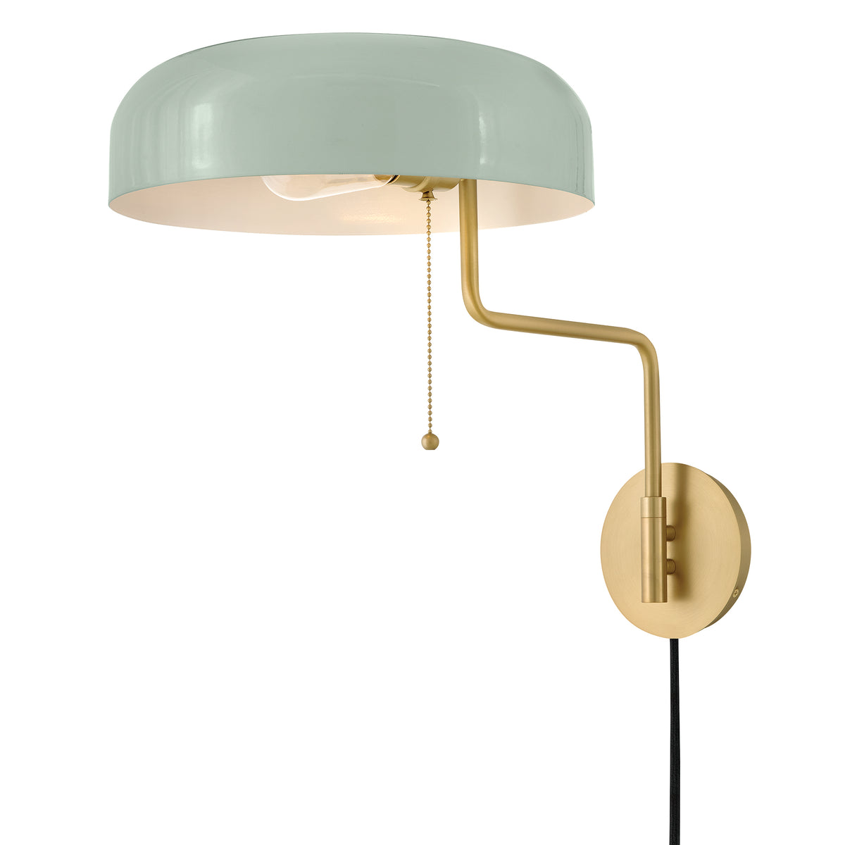 Lark 84480LCB-SF Ledger Articulating Sconce in Lacquered Brass with Seafoam accents