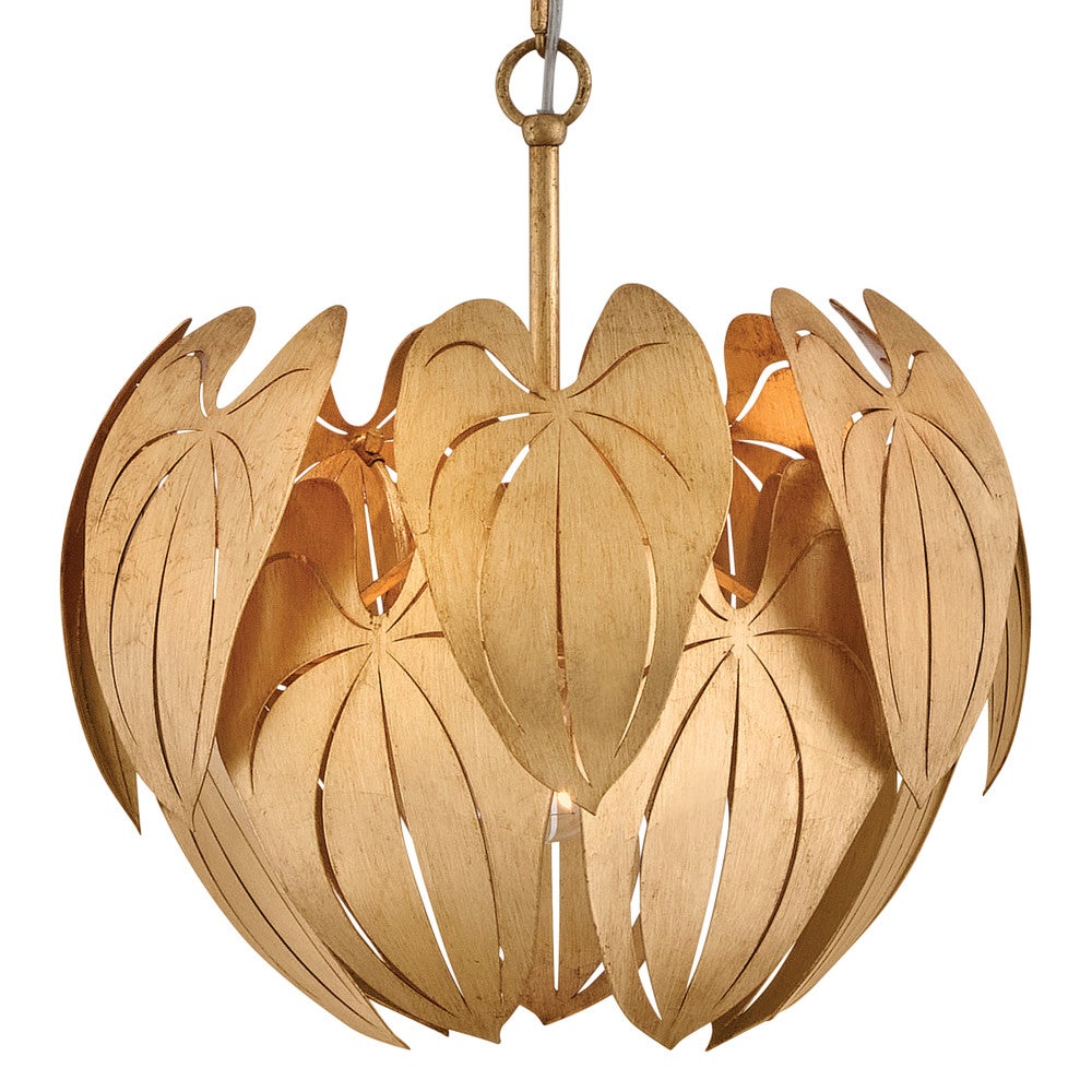 Fredrick Ramond FR47167DA Camille Botanical Semi-Flush in Distressed Brass