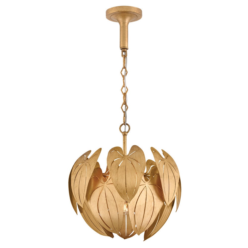 Fredrick Ramond FR47167DA Camille Botanical Semi-Flush in Distressed Brass