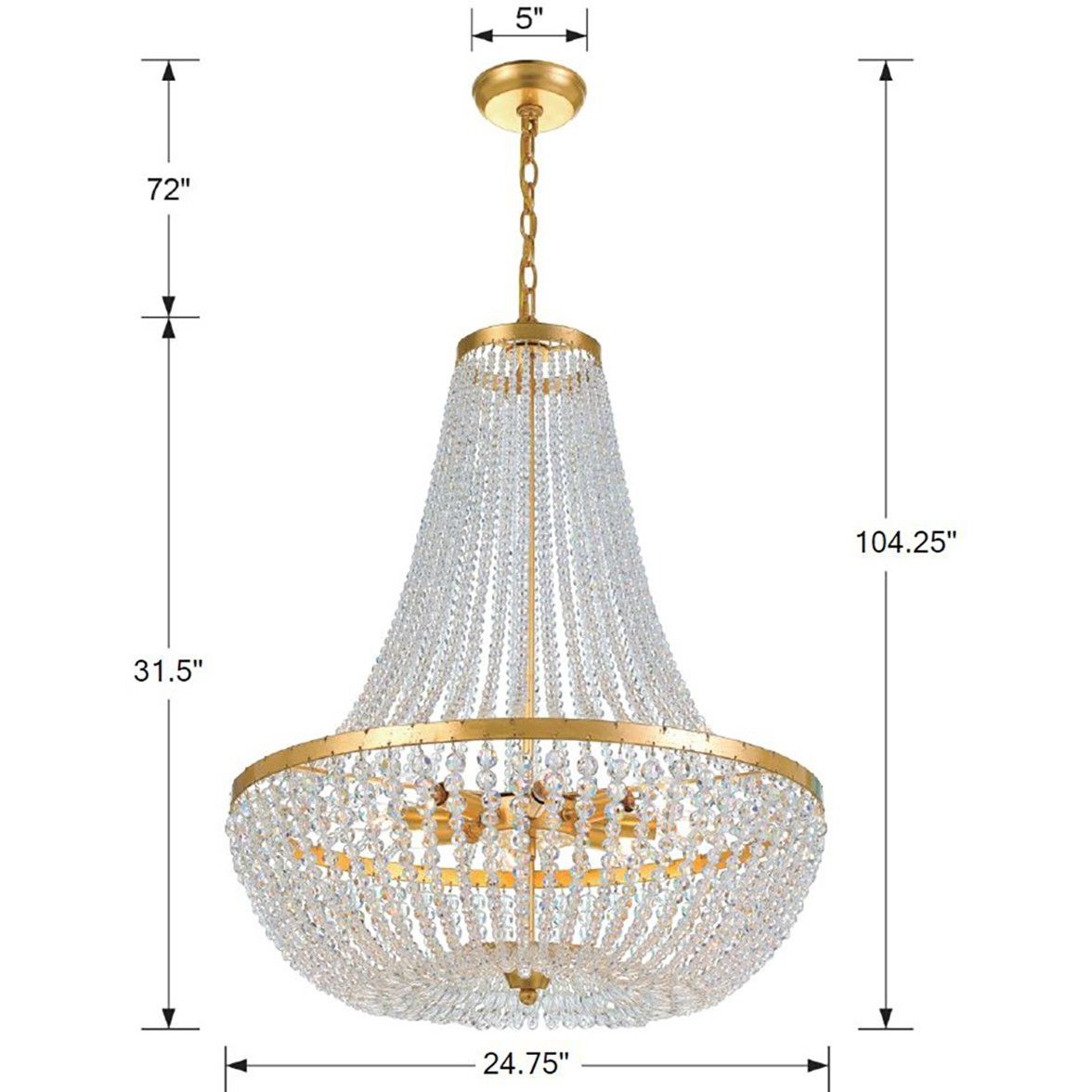 Crystorama - 609-GA - Eight Light Chandelier - Rylee - Antique Gold