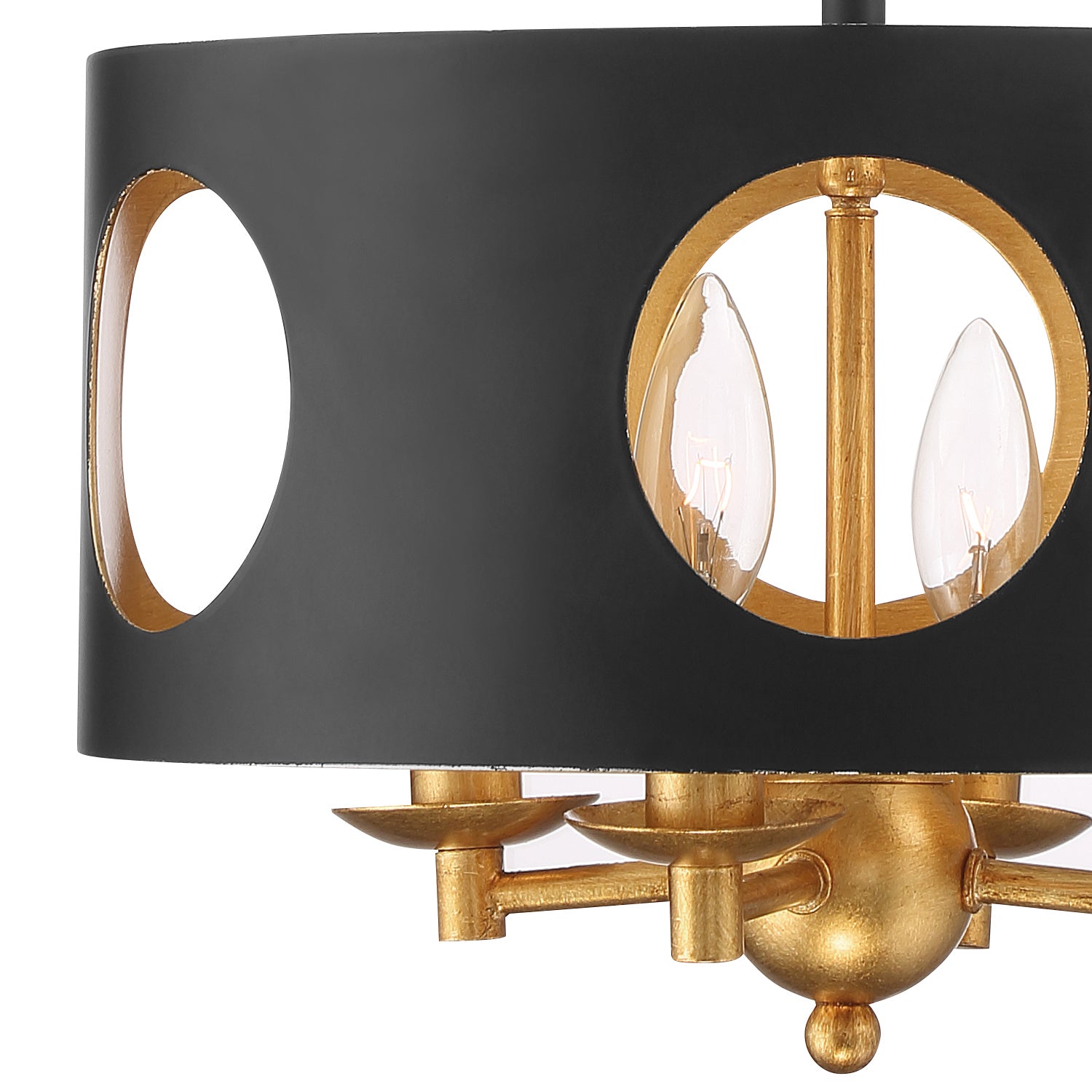 Crystorama - ODE-700-BK-GA_PLAFOND - Semi-reflex à quatre lumières Plafonnier - Odelle - Noir + Or antique