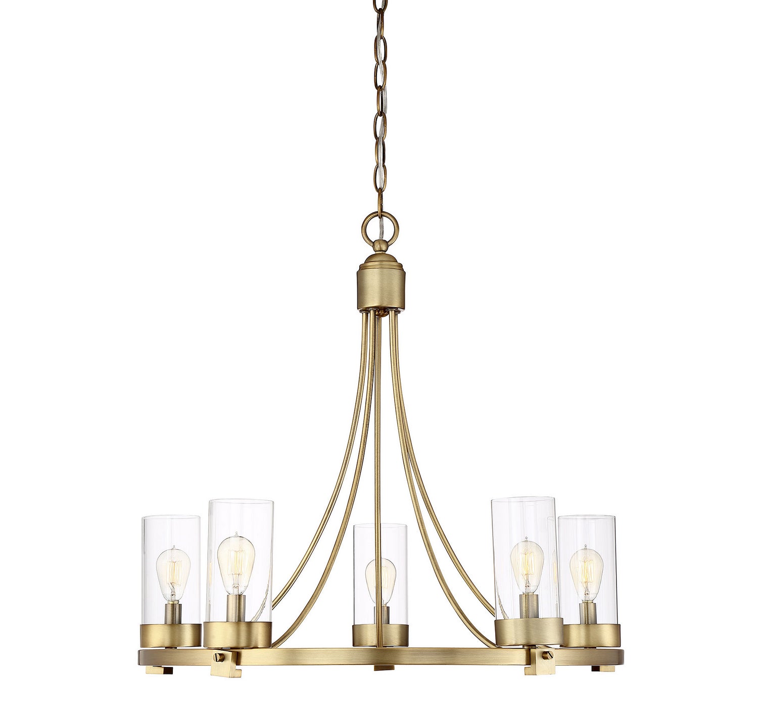 Meridian M10018NB Five Light Chandelier in Natural Brass