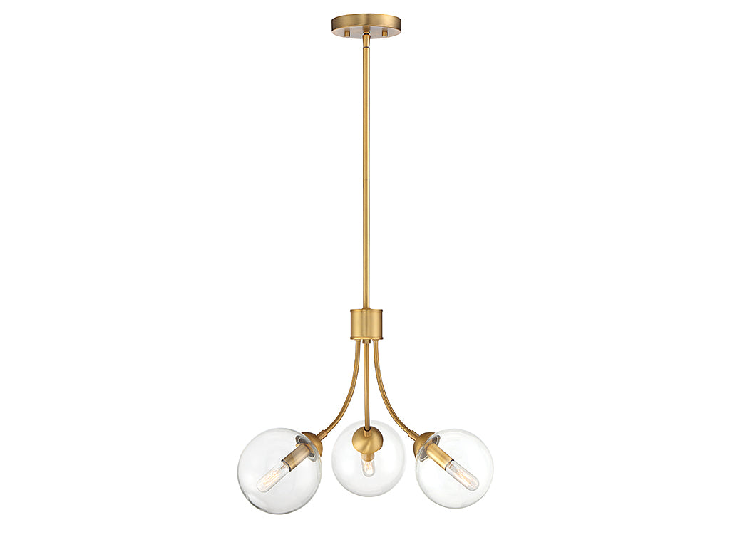 Meridian M10057NB Trois lumières Suspendu en laiton naturel