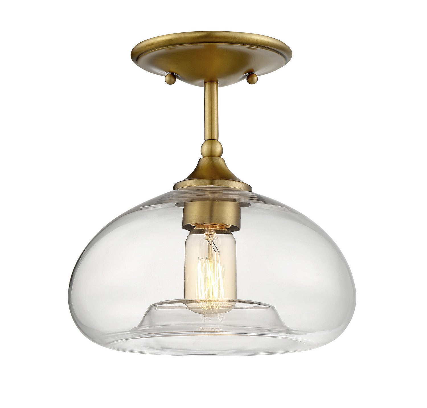 Meridian M60017NB One Light Semi-Flush Mount in Natural Brass