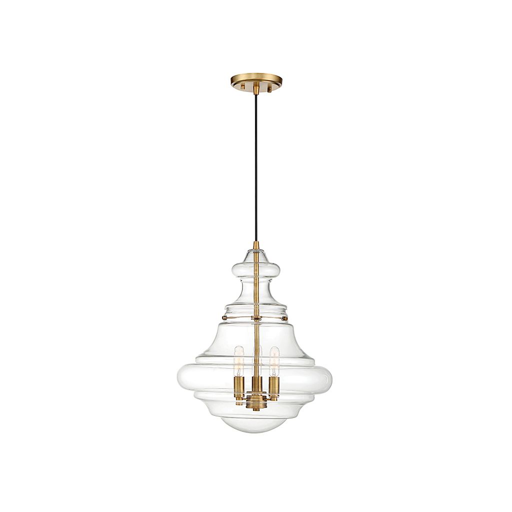 Meridian M70058NB Trois lumières Suspension en laiton naturel