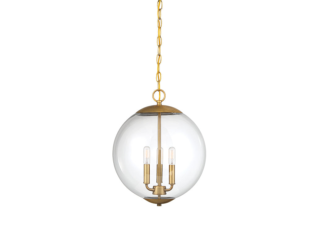 Meridian M70060NB Three Light Pendant in Natural Brass