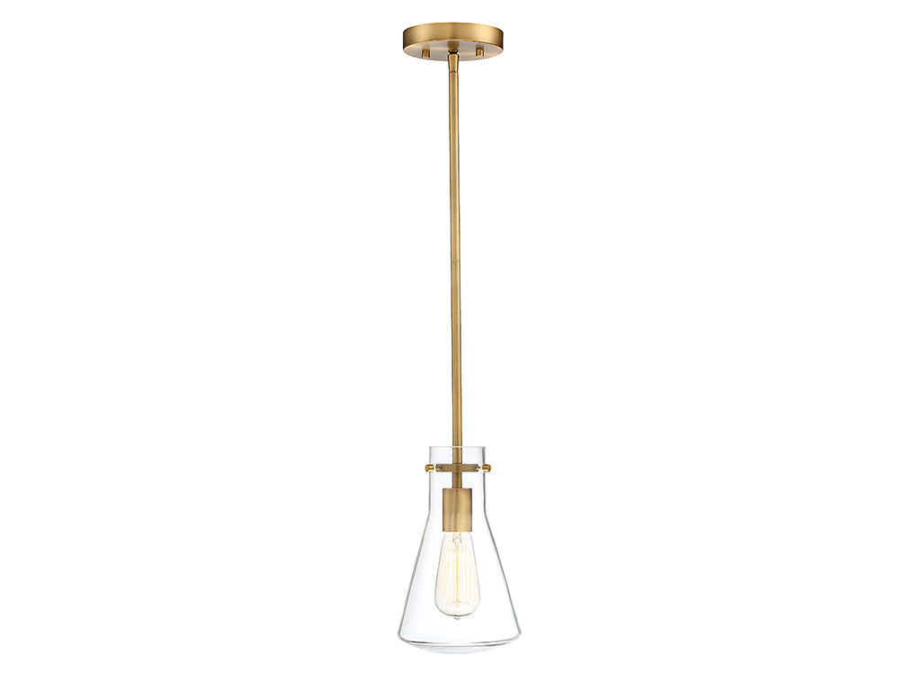 Meridian M70063NB One Light Pendant in Natural Brass