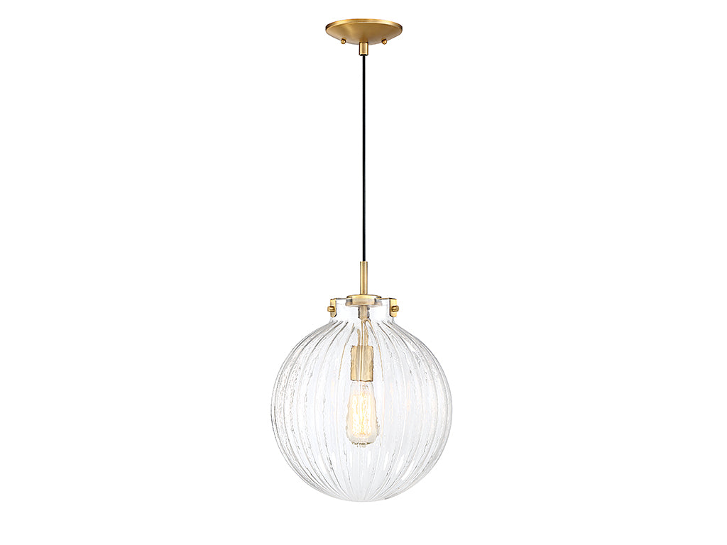 Meridian M70068NB One Light Mini Pendant in Natural Brass