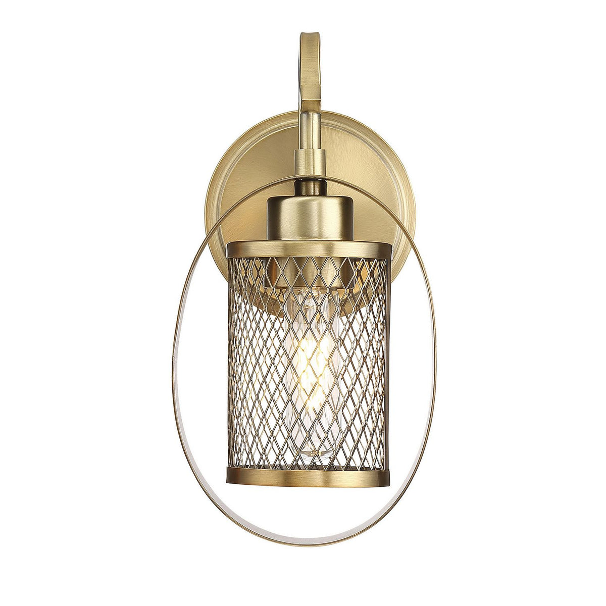 Meridian M90015NB One Light Wall Sconce in Natural Brass