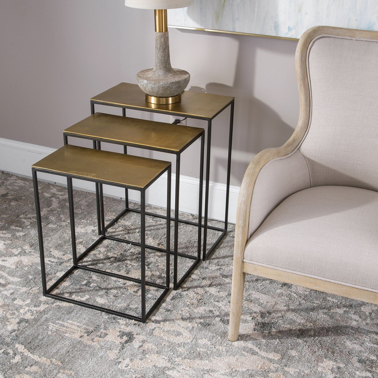 Uttermost - 25050 - Tables gigognes, lot de 3 - Coreene - Fer noir vieilli