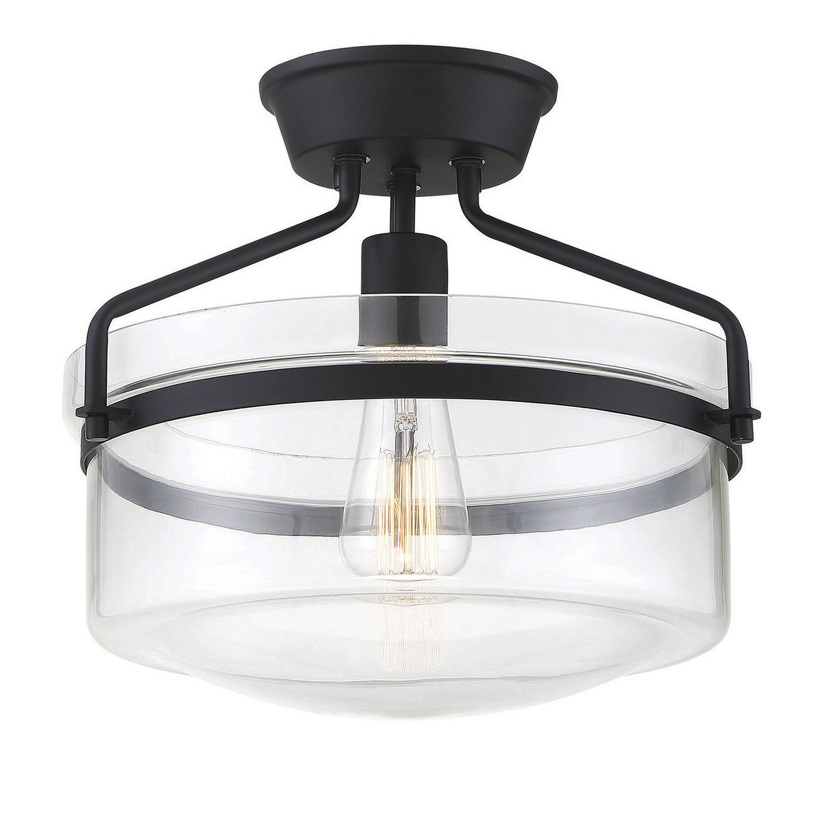 Meridian M60011MBK One Light Semi-Flush Mount in Matte Black