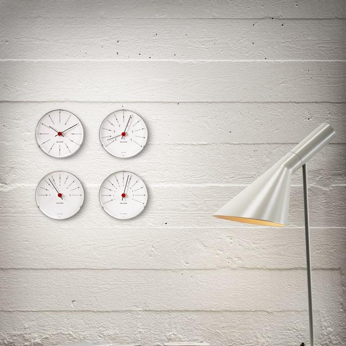 Arne Jacobsen Clocks 43685 Bankers Hygrometer in White/Black/Red