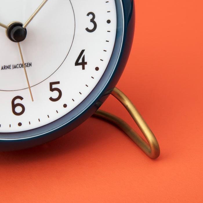 Arne Jacobsen Clocks 43678 Station Table Clock in Teal/White