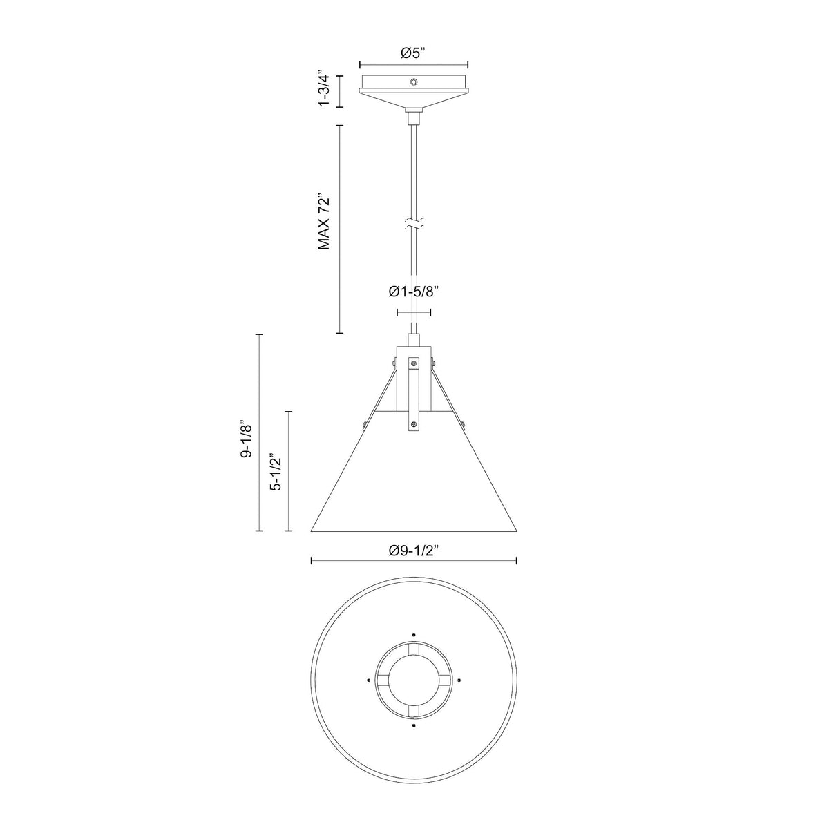Alora Lighting PD584510MB Archer Pendant in Matte Black