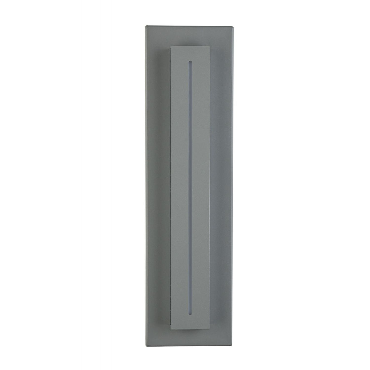 Avenue Outdoor Raised Panel LED Wall Sconce AV3218-SLV three-quarter angle — depth of raised LED panel creates strong shadow line against flat backplate