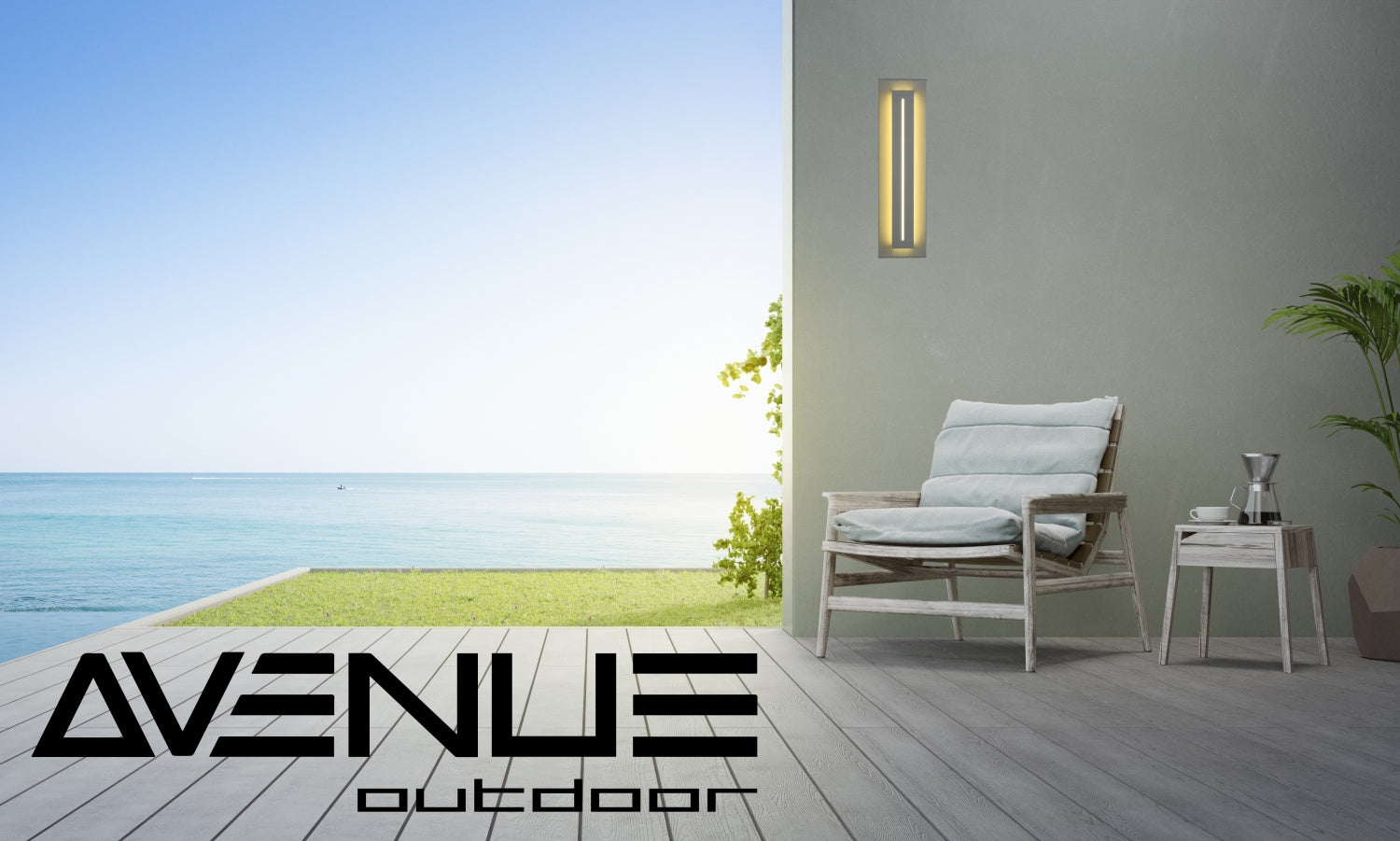 Panneau LED surélevé extérieur Avenue Murale Profil latéral AV3218-SLV — plaque arrière argentée avec panneau LED saillant visible en silhouette