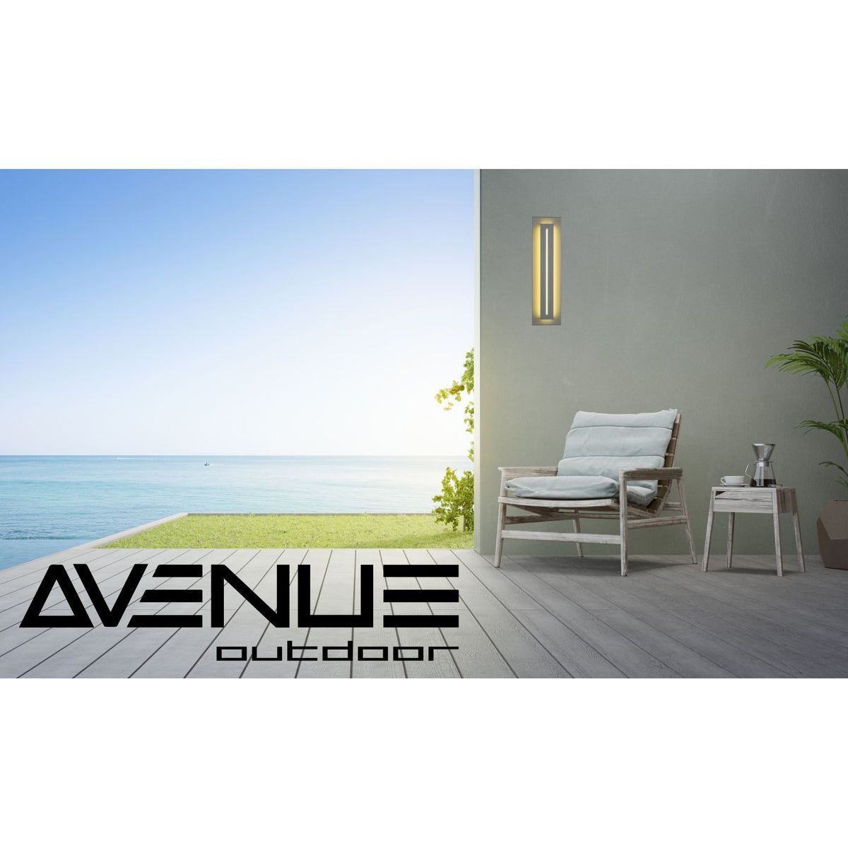 Avenue Outdoor Raised Panel LED Wall Sconce AV3218-SLV side profile — silver finish backplate with protruding LED panel visible in silhouette