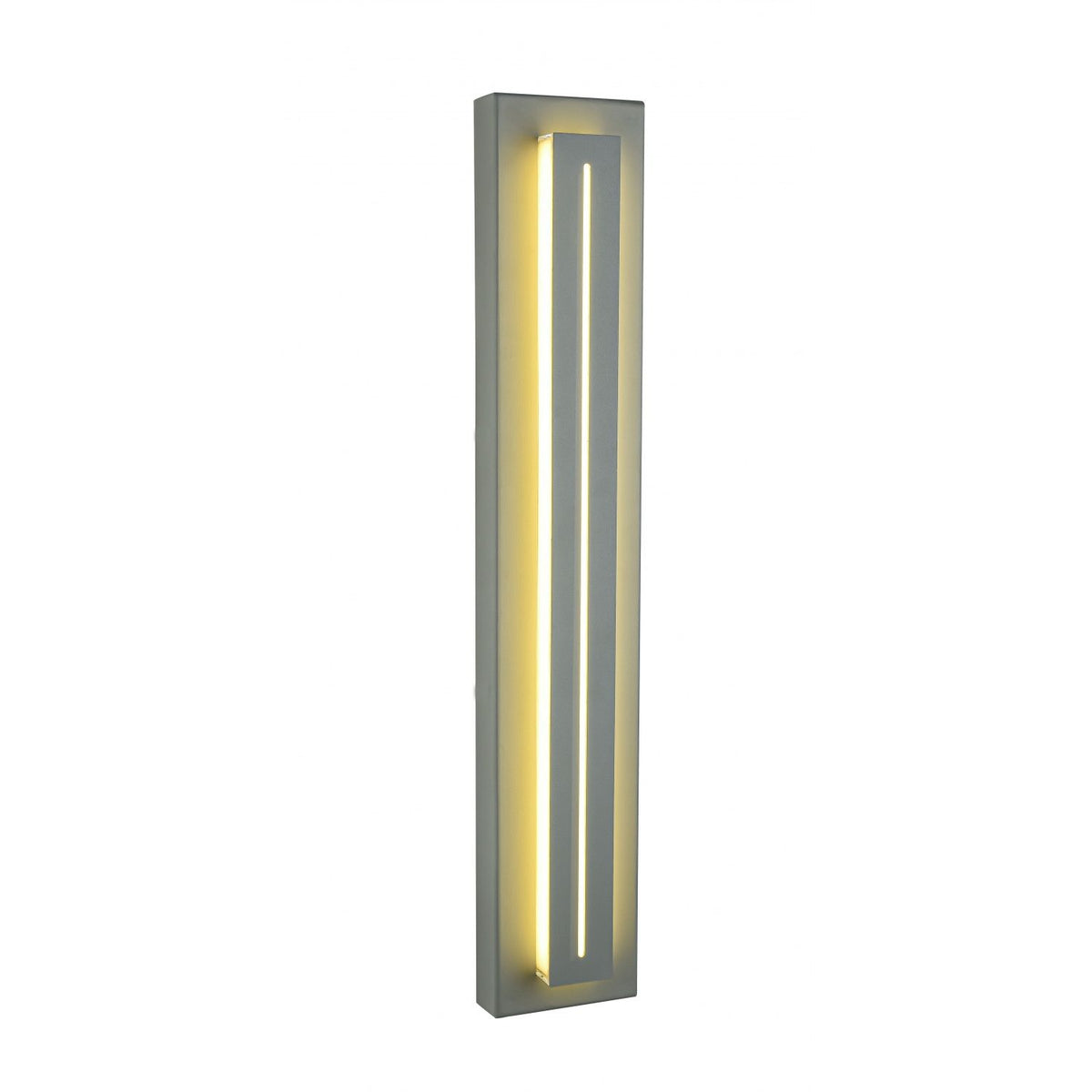 Avenue Outdoor Raised Panel LED Wall Sconce AV3228-SLV side profile — silver finish backplate with protruding LED panel visible in silhouette