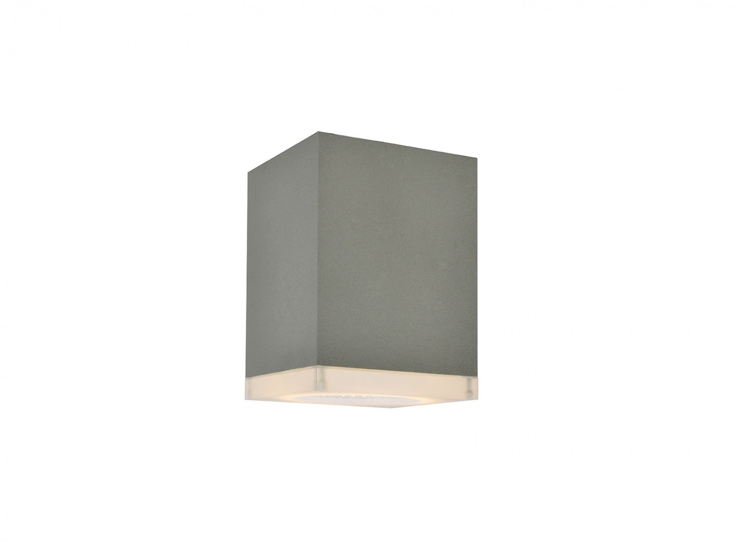 Plafonnier extérieur à DEL Avenue AV9889-SLV, vue de face — disque rond argenté de 8 po de diamètre Plafonnier avec façade LED dépolie, fond blanc
