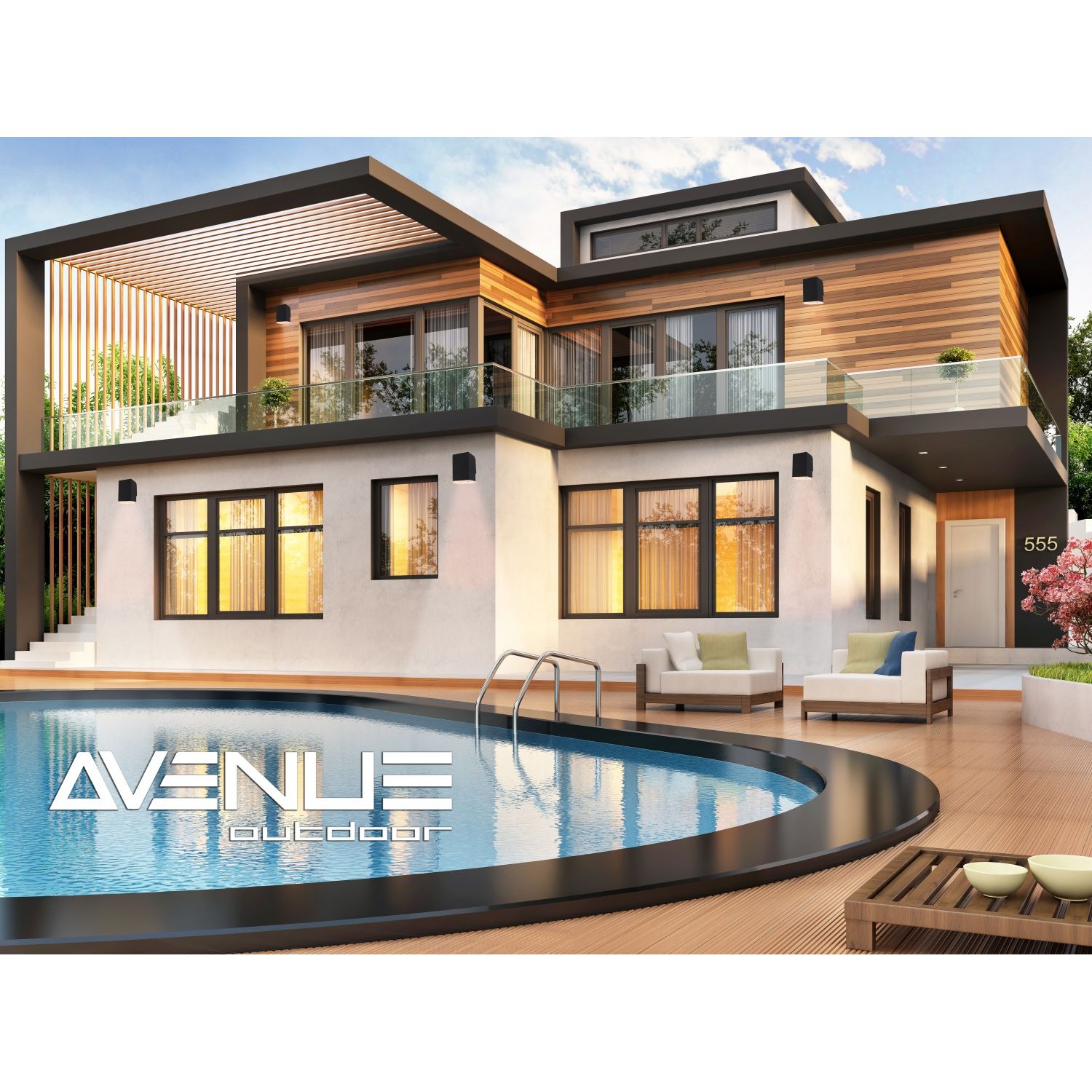 Avenue Outdoor Mini LED Wall Sconce AV9890-BLK three-quarter angle — slim black profile showing flat mounting backplate