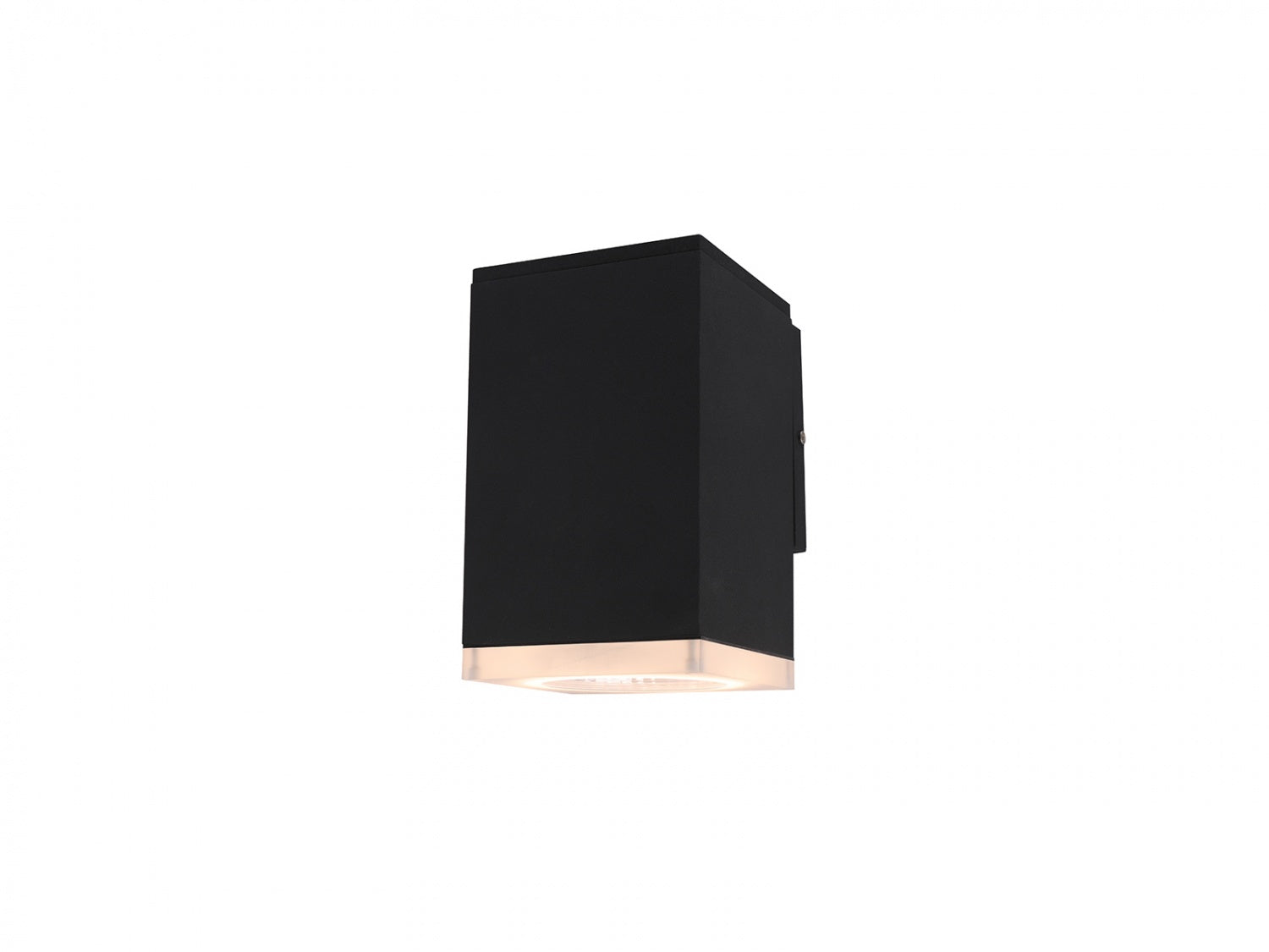 Mini LED d'extérieur Avenue Murale AV9890-BLK vue de face — rectangle noir compact de 20 cm de hauteur avec façade LED dépolie et fond blanc