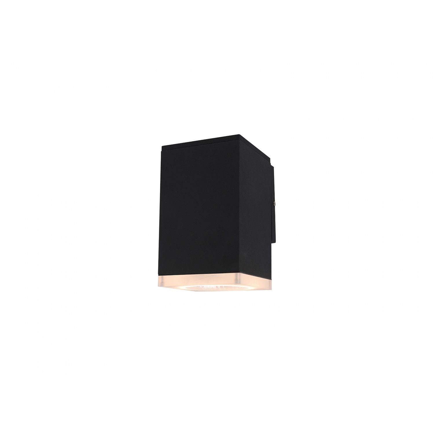 Avenue Outdoor Mini LED Wall Sconce AV9890-BLK front view — compact 8"H black rectangle with frosted LED face, white background