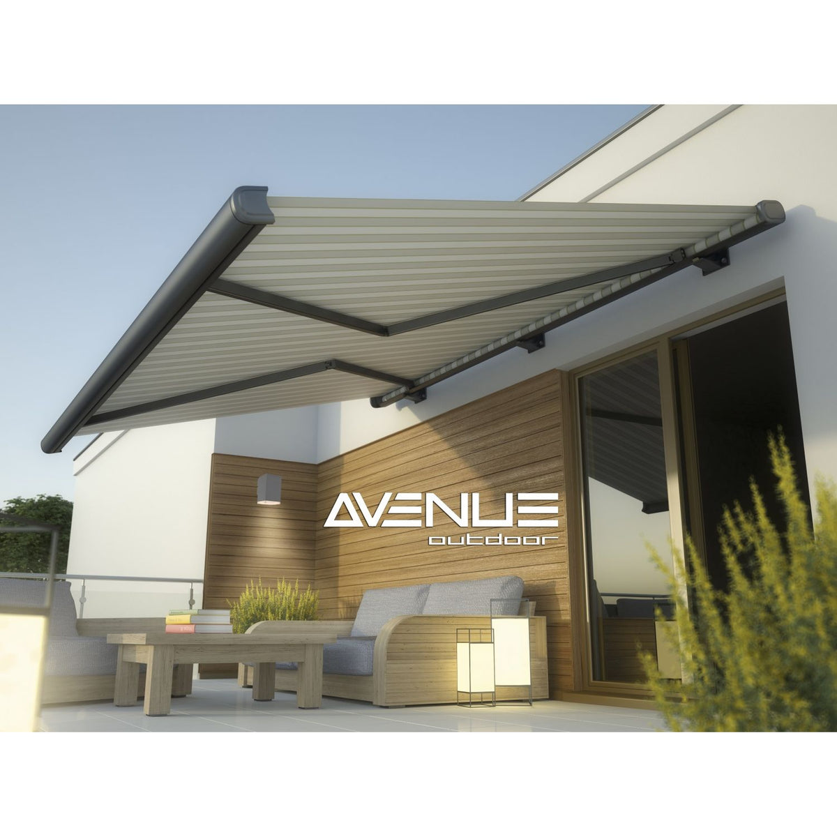 Avenue Outdoor Mini LED Wall Sconce AV9890-SLV three-quarter angle — slim silver profile showing flat mounting backplate