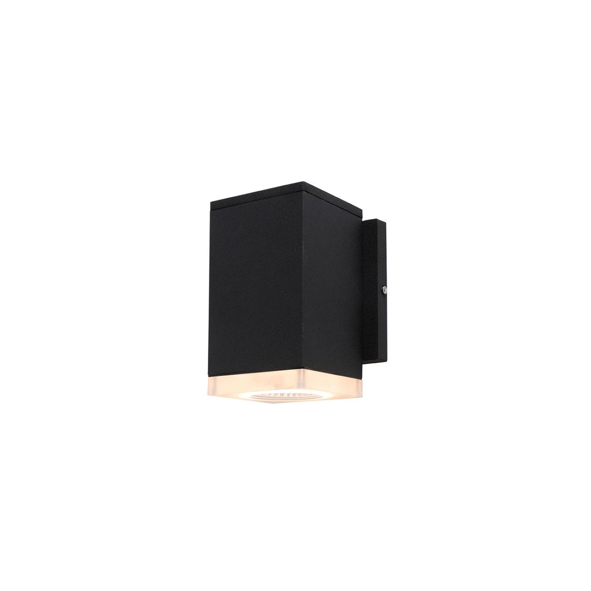 Avenue Outdoor Mini LED Wall Sconce AV9891-BLK front view — compact 6"H black rectangle with frosted LED face, white background