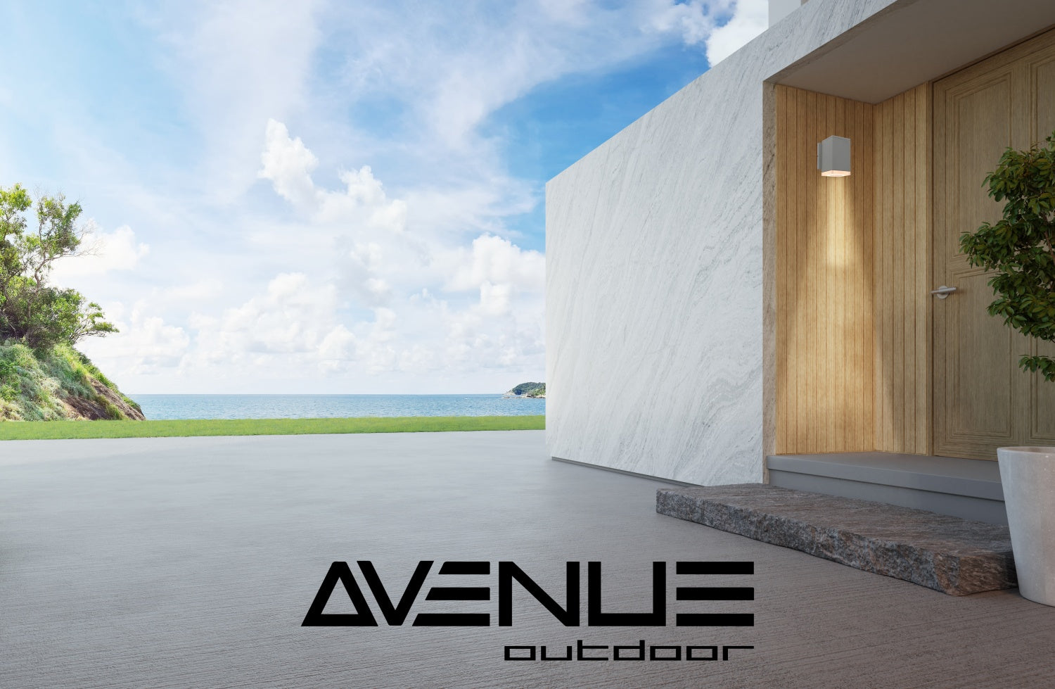 Mini LED d'extérieur Avenue Murale AV9891-SLV angle trois quarts — profil argenté mince avec plaque de montage arrière plate