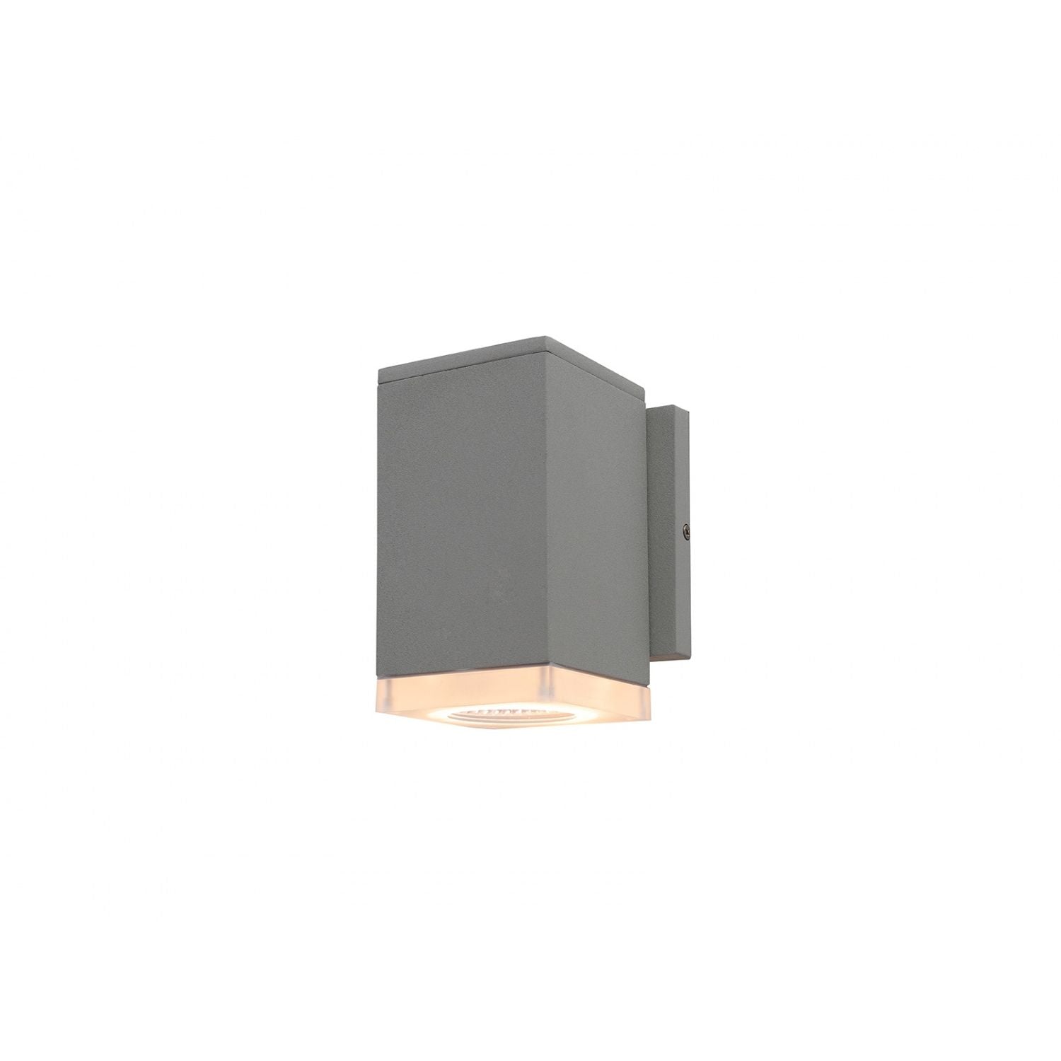 Avenue Outdoor Mini LED Wall Sconce AV9891-SLV front view — compact 6"H silver rectangle with frosted LED face, white background