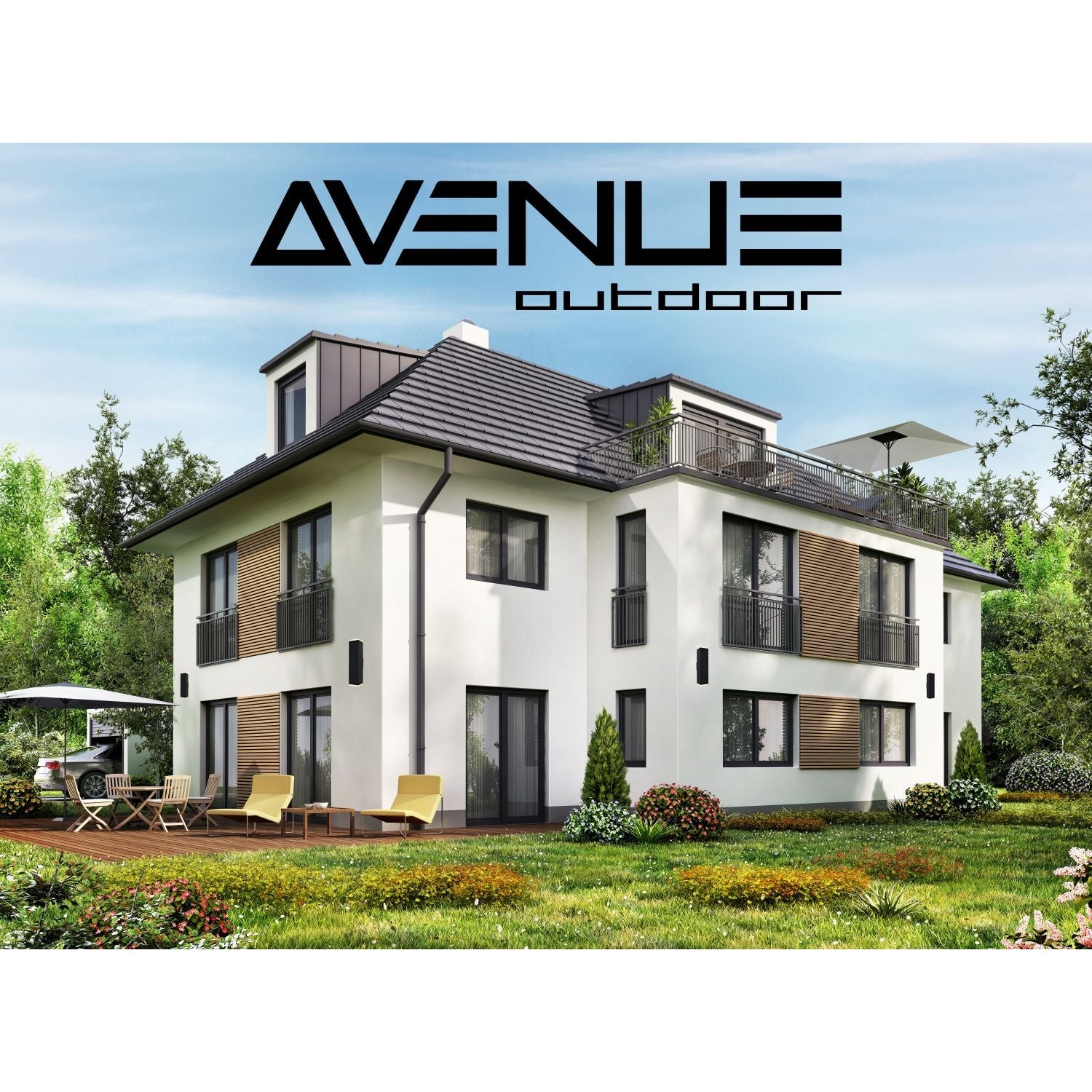 Avenue Outdoor Up/Down LED Wall Sconce AV9892-BLK three-quarter angle — black body with distinct upper and lower openings for bi-directional light
