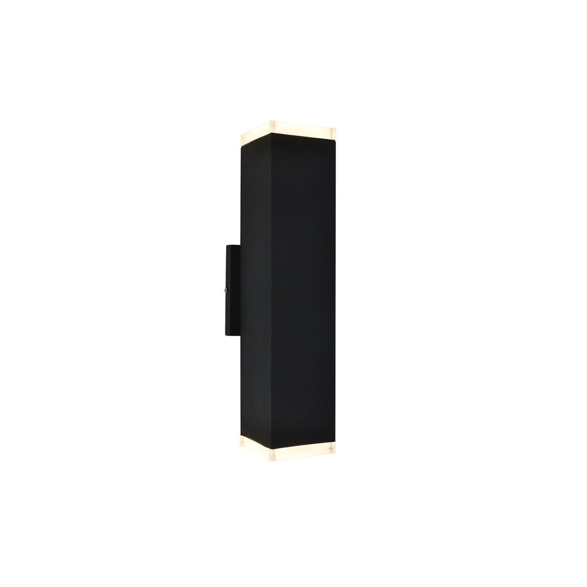 Avenue Outdoor Up/Down LED Wall Sconce AV9893-BLK front view — 12"H black rectangle with open top and bottom light voids, white background